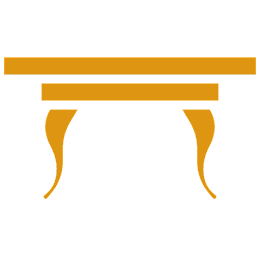 Orange table silhouette on black background.